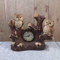 Vintage Working Kitschy Owl Chalkware Mantel Clock, Lanshire Movement Clock, 1981 Little Tims Plaste