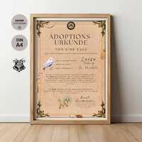 Adoptionsurkunde | Eule – Magisches Zertifikat zum Ausdrucken | Fantastische Tierwesen Urkunde