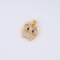 18K Gold Filled Owl Charms,Micropav&eacute; CZ Owl Pendant for DIY Jewelry Making Supply