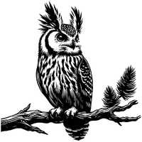 Crested Owl SVG | Black & White Vector File for Laser Cutting | Perfect Crafting Design, Animal 
