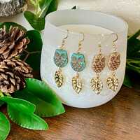Czech Glass Owl Earrings: Gold Leaf, Hypoallergenic Stainless Steel Hooks