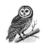 Owl Strix on branch PNG, SVG, DXF, Owl clipart, Owl silhouette