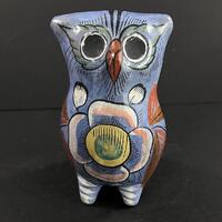 Vintage Mexican Folk Art Pottery Tonala Owl
