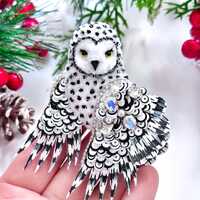 Hand embroidered barn owl brooch, Christmas gift for her, birthday gift for her