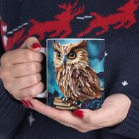 owl coffee mug, cute animal mug, owl mug, cute owl, artistic coffee mug, unique kitchenware, owl lov