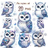 20 PNGs set 3 Owl Clipart bundle, Cute Winter Owl Sublimation Clipart, Colorful Owls, Owl artwork,Ow