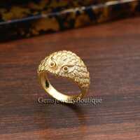 Handmade Ring, Eye Ring, Evil Eye Ring, Owl Ring, Owl Eye Ring, Gold Statement Ring, Bird Ring, Uniq