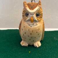 Vintage Hand Carved and Hand Painted Owl Figurine Ornament Lover Antiques and Vintage
