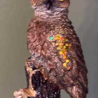 Great Horned Owl Ornament, Hand Carved Owl Figurine, Unique Gift for Her, Nature-Inspired Art