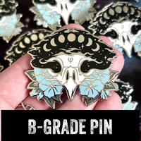 B-GRADE Owl Skull Enamel Pin: owl pin, moon phase pin, spooky enamel pins, occult pin, owl spirit, w