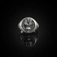 Handmade Sterling Silver Owl Ring: Gothic Signet, Memento Mori