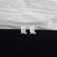 925 Sterling Silver Owl Stud, Animal Stud Earrings, Cute Owl Stud Earrings, Nature Inspired Earrings