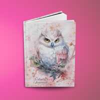 Owl Journal Owl Lover Gift Women Notebook Journal Diary Planner Custom Flower Journal Pink Bird Jour