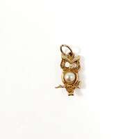 Vintage Cutie Owl Pendant in 14k with Cultured Pearl