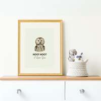 Watercolor Owl Nursery Art – Woodland Animal Print (Digital Download)