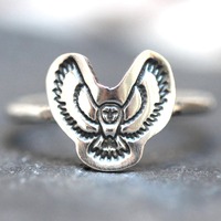 Sterling Silver Owl Ring Flying Owl Ring Owl Jewelry Barn Owl Ring Woodland Ring Nature Lover Ring O