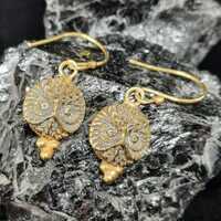 Bronze Intaglio Owl Earrings: Handmade Sterling Silver Jewelry