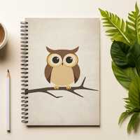 Charming Owl Spiral Notebook - Ruled Line, Cute Stationery for Students, Gift for Writers, Nature Lo