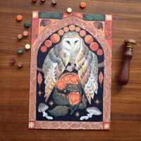 Owl Plaid // Owl illustrated art print