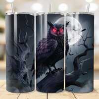Owl Tumbler Wrap Gothic 20 oz Skinny Tumbler PNG Sublimation Design Halloween Tumbler Wrap Spooky Ow