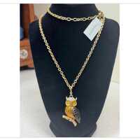 New Talbots Gold Owl Pendant Necklace NWT