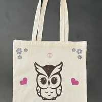 Peace and Love Owl Tote