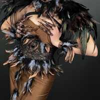 Burning man, Feather Owl Costume Accessories, Handmade Bird Cosplay Set