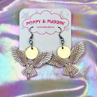 Magical White Barn Owl Earrings