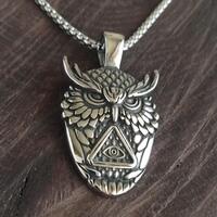 Owl necklace / Owl pendant / Owl jewelry / owl charm / Iron owl / Owl steel necklace / Bird necklace