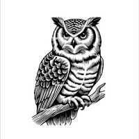 Owl on branch PNG, SVG, DXF, Owl clipart, Owl silhouette
