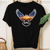 Iowa Owl Sunset Graphic Tee: Midwest Windmill Art Shirt
