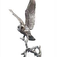Barn Owl with Pinecones Bronze Sculpture by Keith Sherwin (Richard Cooper)
