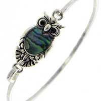 Abalone Owl Bird Halloween Nature Inspired Animal Gift for Her Sterling silver Plated Shell Jewelry 