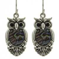 Abalone Owl Bird Halloween Nature Inspired Animal Gift for Her Sterling silver Plated Shell Jewelry 