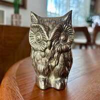 1960s Vintage MCM Solid Brass Owl Figurine