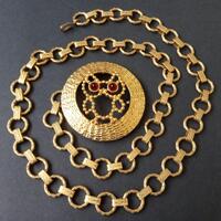 Vintage Chunky Chain Owl Necklace Belt 1980's 1990's Jewelry