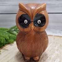 Vintage Lefton Porcelain Owl with Big Eyes, Hand Painted Figurine, MCM JAPAN