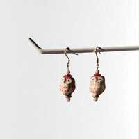 Owl Earrings, ceramic beaded owl