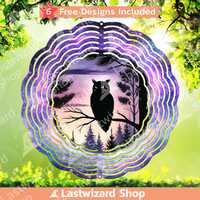 Boho Owl Wind Spinner PNG: Forest Scene Sublimation Design (Digital Download)