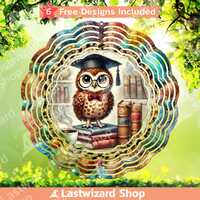 Owl Graduation Wind Spinner PNG: Woodland Nursery Decoration (Digital Download)