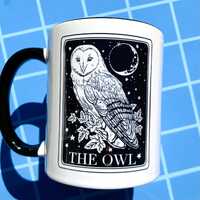 Owl Mug Bird Themed Gift Owl Lover Coffee Cup Moon Tarot Mug Tarot Card Themed Art Celestial Mug Sta