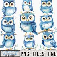 Owl Watercolor PNG Clipart, Whimsical Cute Owl Illustration,  Sublimation, Nursery Art, Invitations,