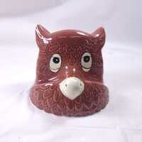 Enesco Imports Owl Head Piggy Bank Glasses Holder Ceramic Vintage