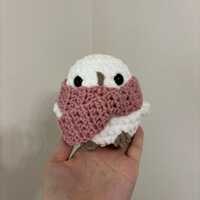 Crochet Owl Plushie with Pink Scarf, Handmade Crochet Owl Plushie, Handmade Stuffed Animal Plushie