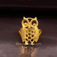 Brass Owl Ring | Handmade Boho Spirit Animal Jewelry | Wisdom Symbol Adjustable Ring | Nature Lover 