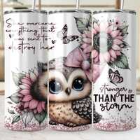 Cute Owl Tumbler Wrap, Motivational Quote Tumbler Design, Digital Download, Floral Art Tumbler Wrap,