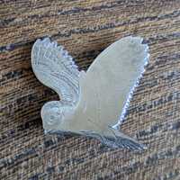 Gorgeous Silver Barn Owl Brooch, London Hallmark 1990