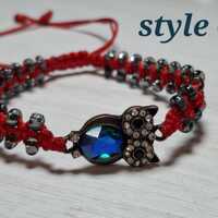 Jeweled Owl Charm | Antique Metal | Woven Macrame Friendship Bracelet | Many Styles - Adjustable