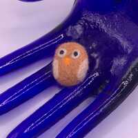 Handmade Needle Felted Wool Owl Pin Brooch Brown Tan Unique Retro