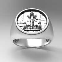 Lilith Ring: Sterling Silver Owl & Lion Goddess Talisman